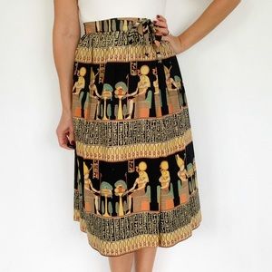 Vintage Egyptian print wrap skirt size small